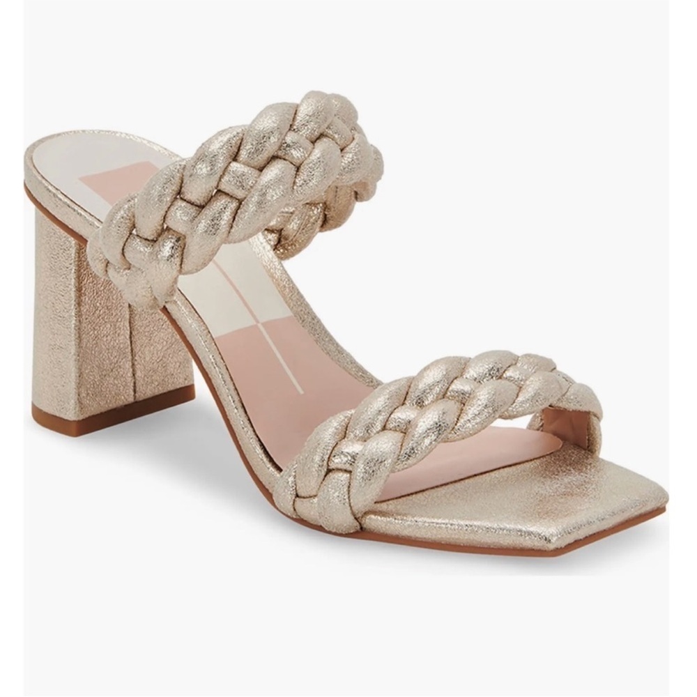 Dolce Vita Braided Heeled Sandals in Gold Size 9